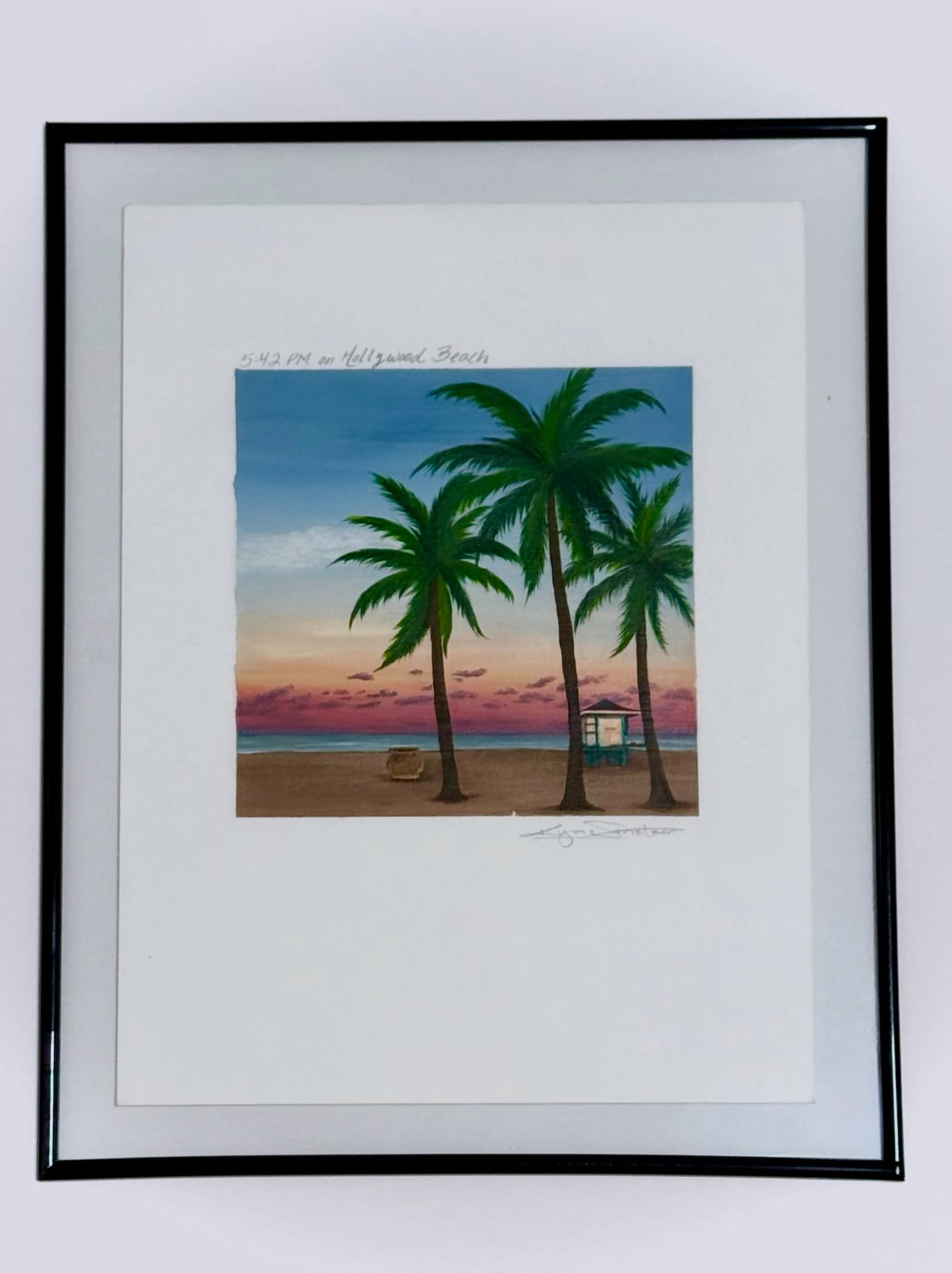 Framed original painting of Hollywood Beach